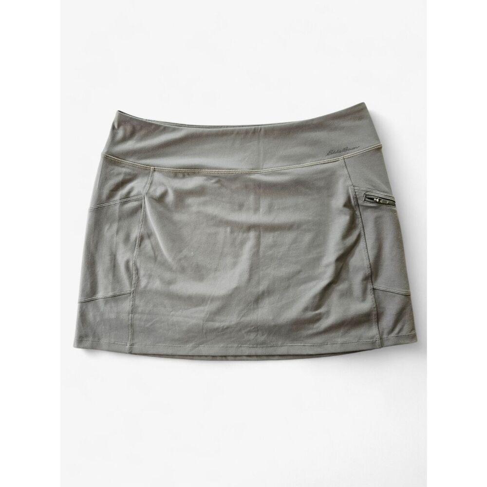 Eddie Bauer Athletic Zipper Pocket Moisture Wicking Skirt Skort in Olive Green L